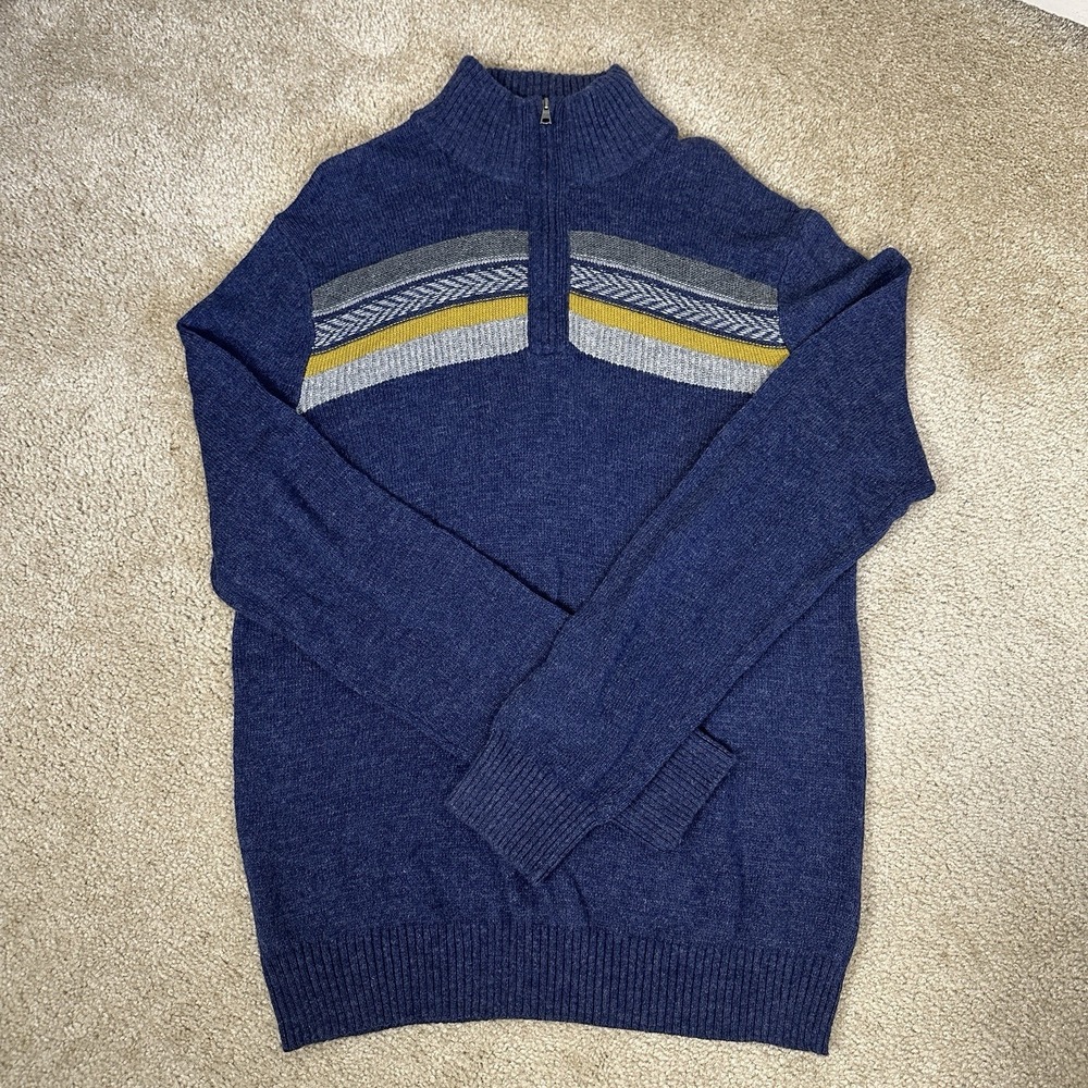 Banana Republic Men's Medium Blue Sweater Quarter Zip Long Sleeve Pullover‎
